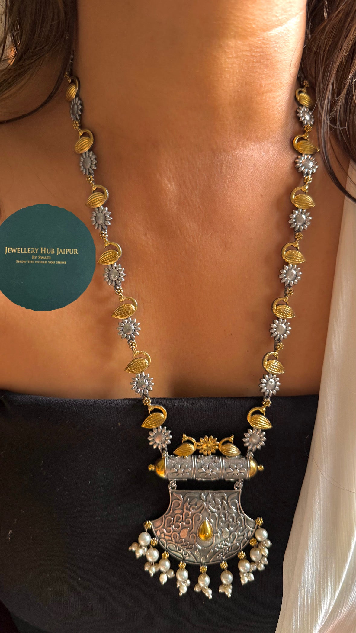 Peacock Inspired Savar Tribal Pendant Necklace