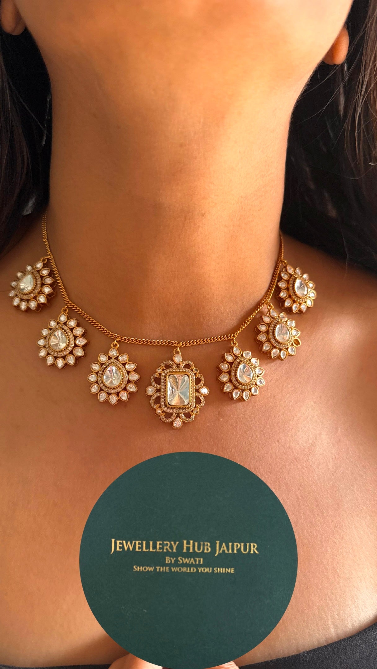 Polki minimalist necklace set