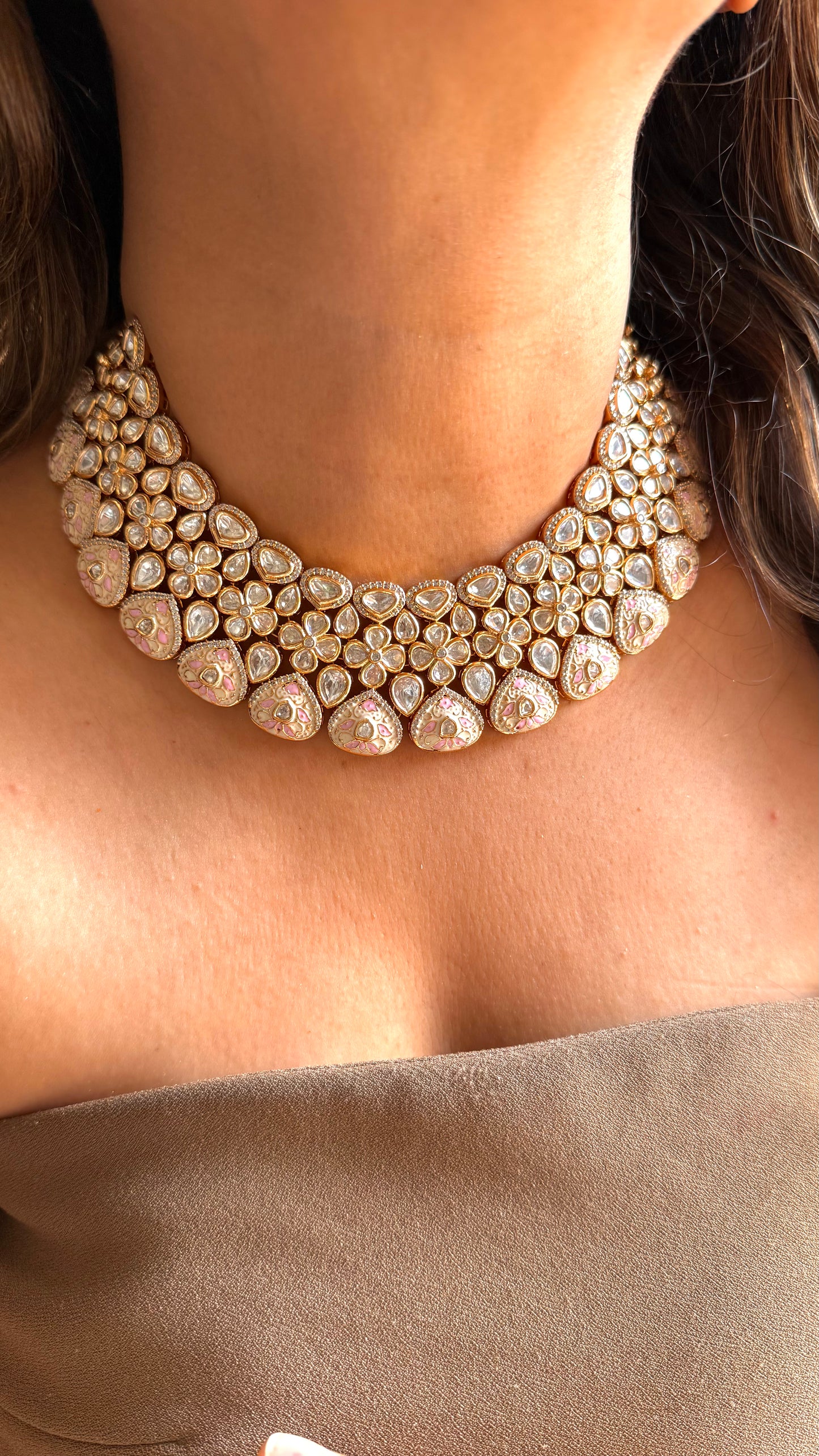 Meenakari Necklace with mint pink detailing