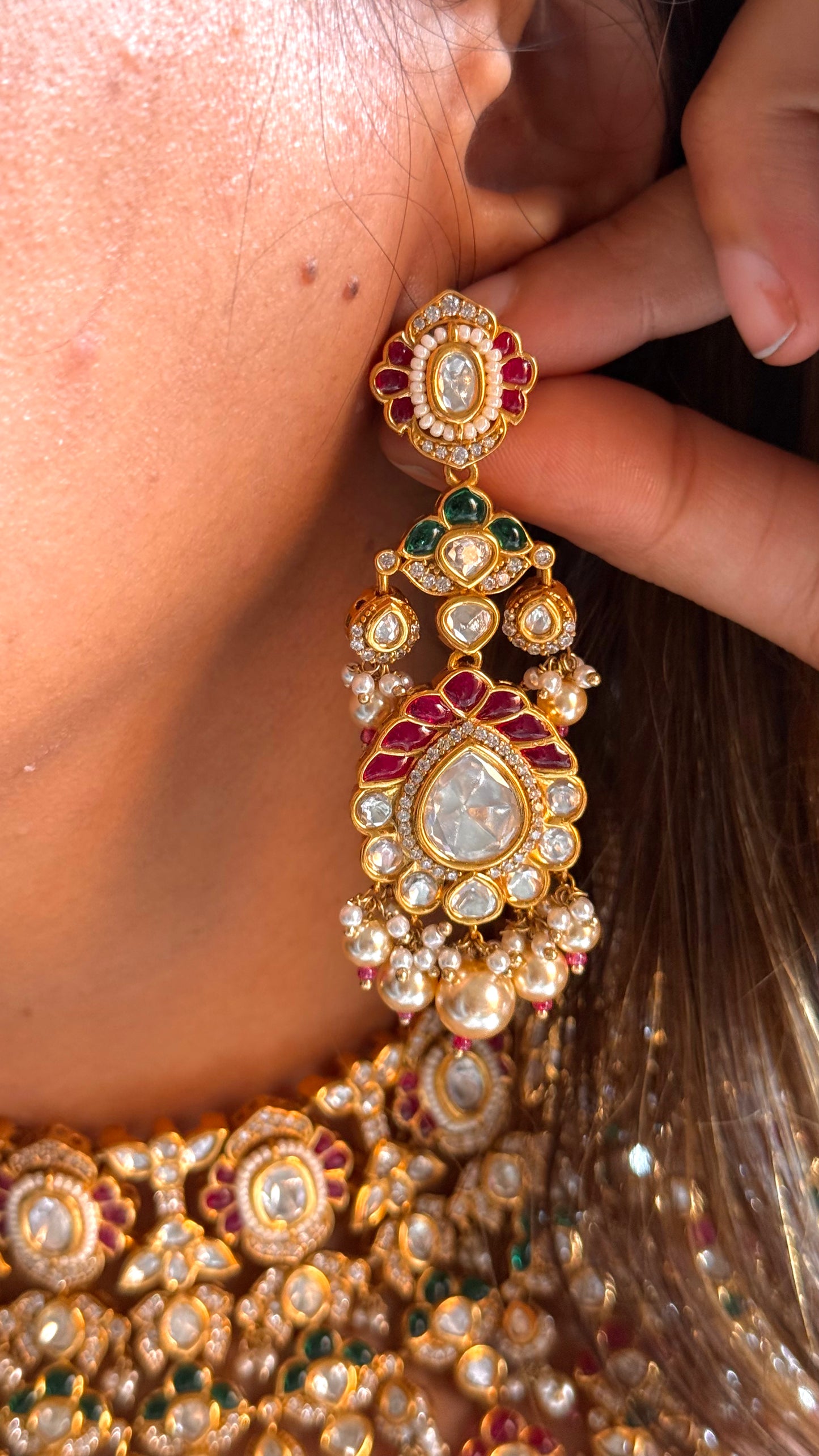 Bridal Asia inspired takkar Ruby  & Emerald Choker