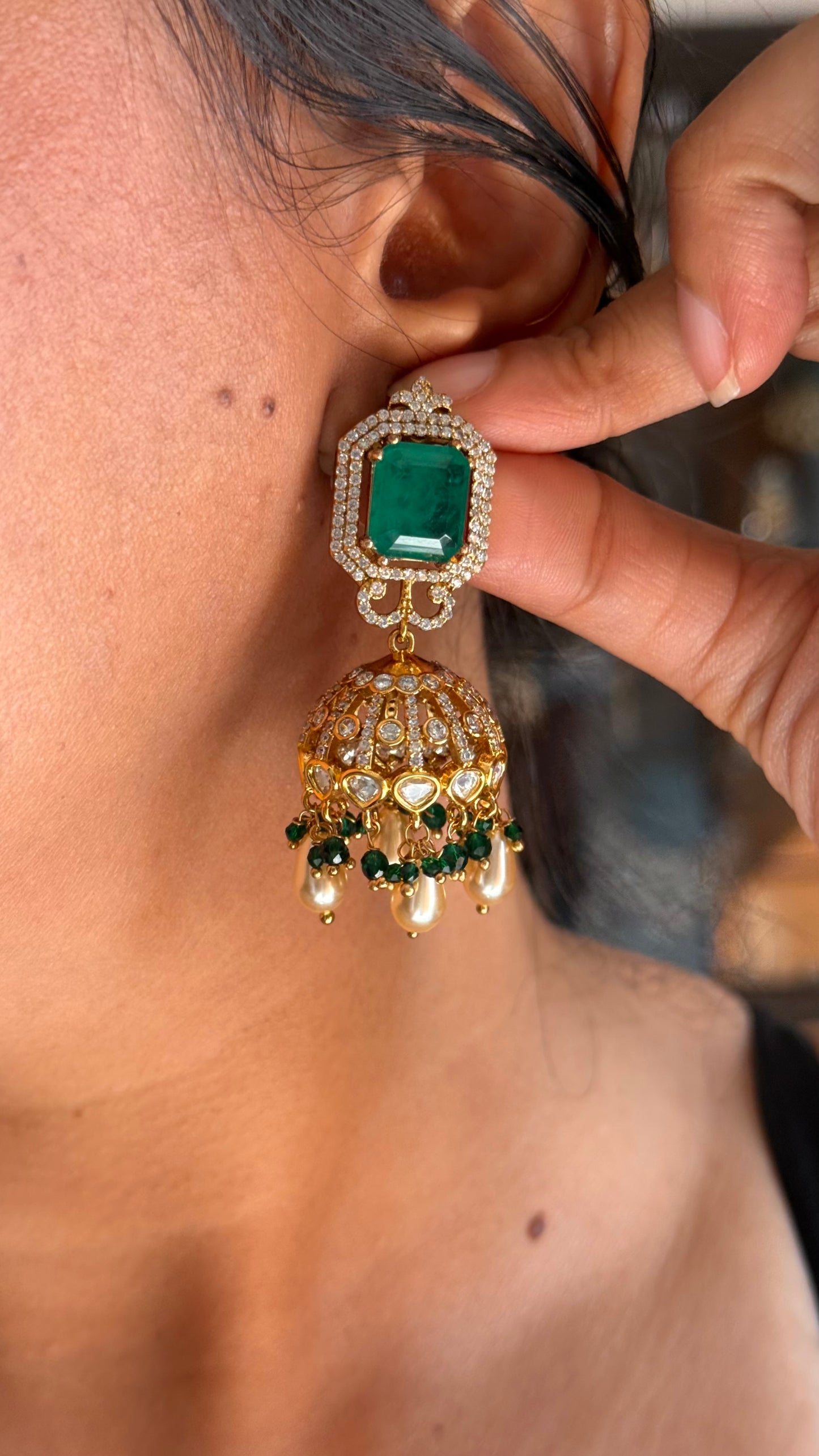 Emerald tear drop shape necklace
