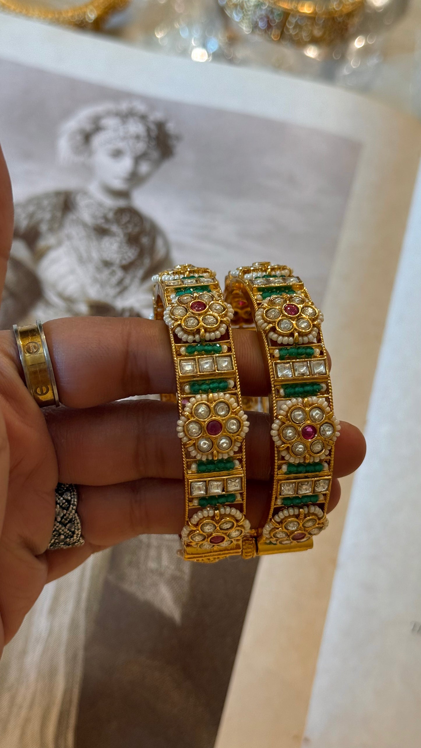 Emerald Beads floral Nakashee bangles