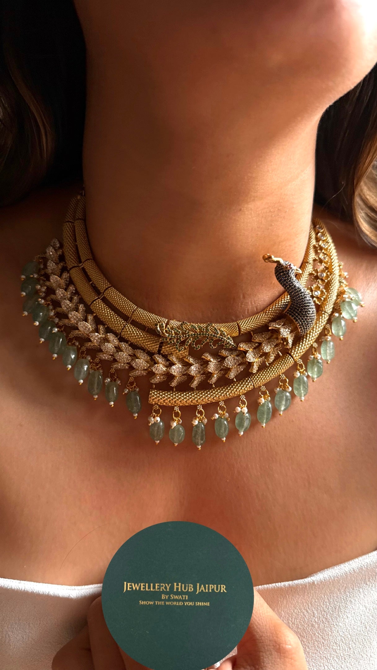 Sapphire peacock diamond cocktail Necklace