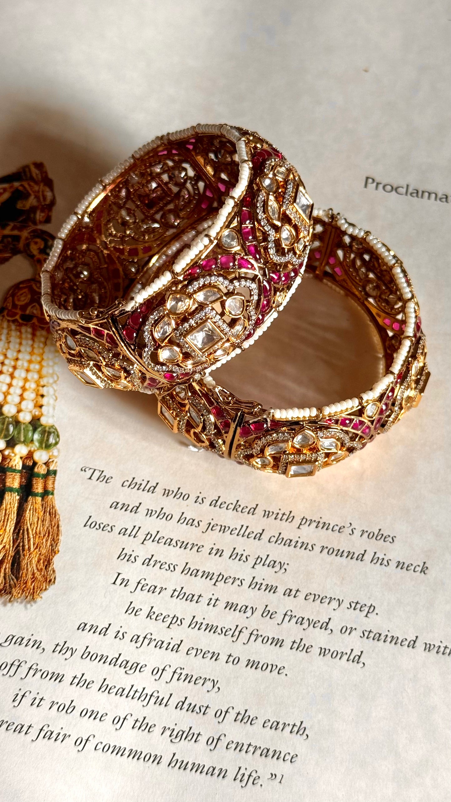 Rani pink moissanite golden bangle