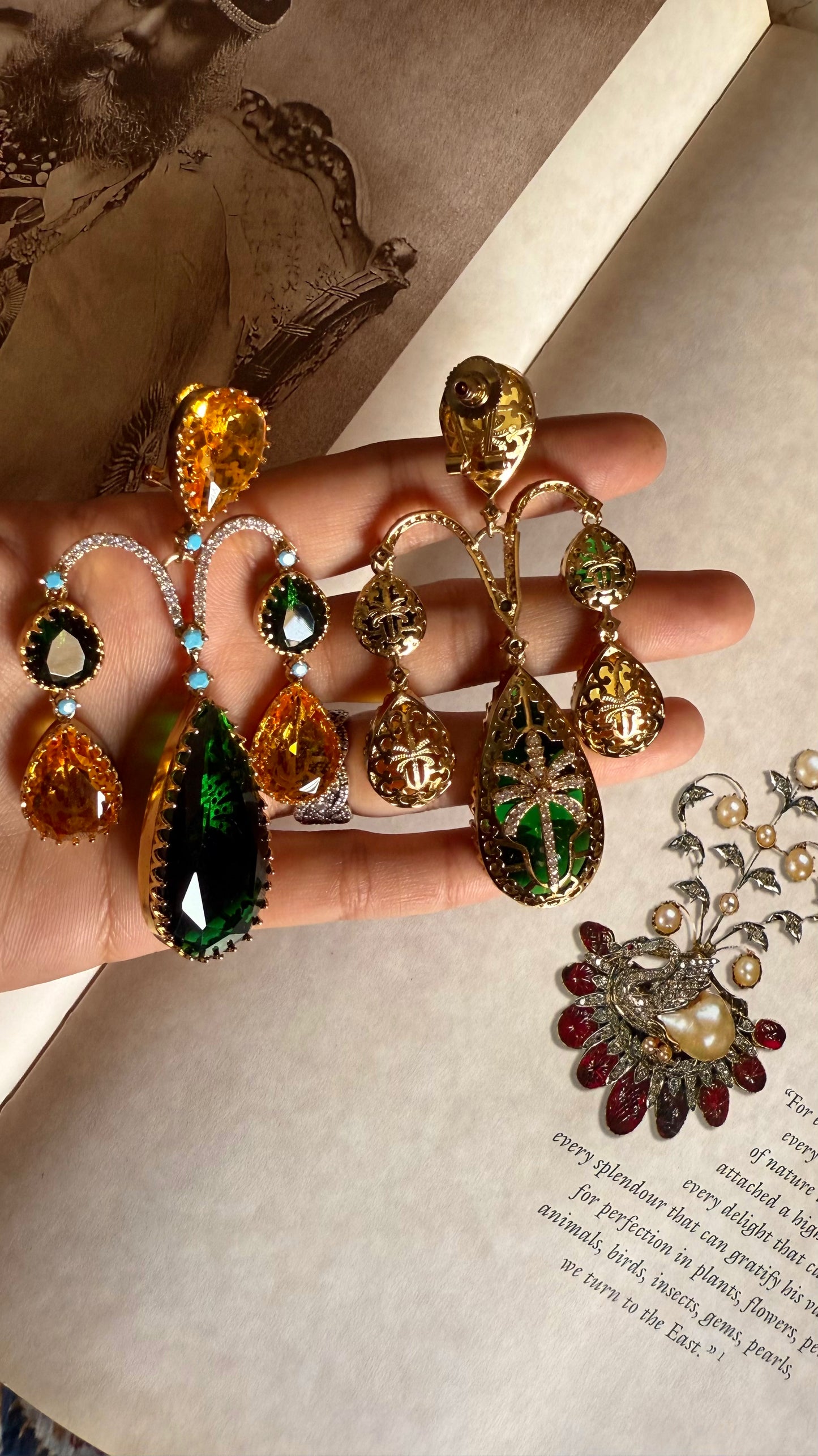 Sabhyasachi inspired emerald & tatoz with firoza danglers