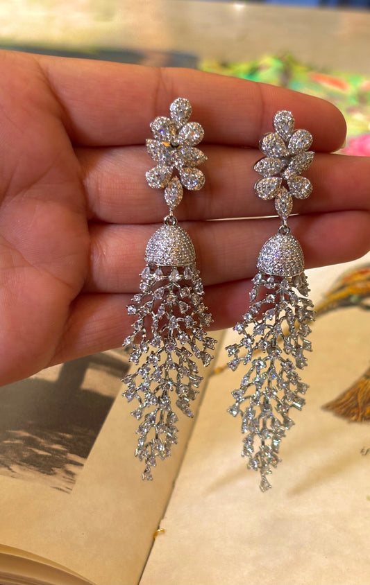CZ diamond Rhodium Polish danglers