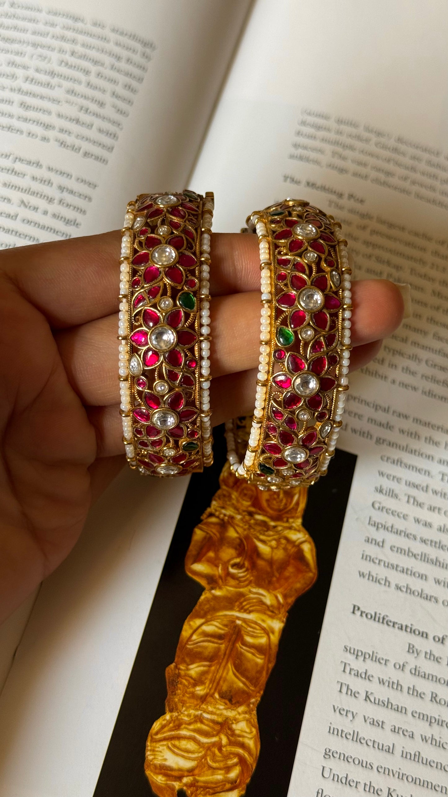 Ruby & emerald paachi jadau bangles