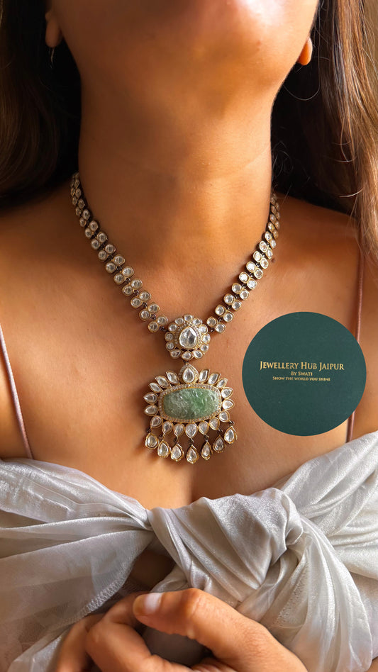 Mint doublet moissanite polki collar set