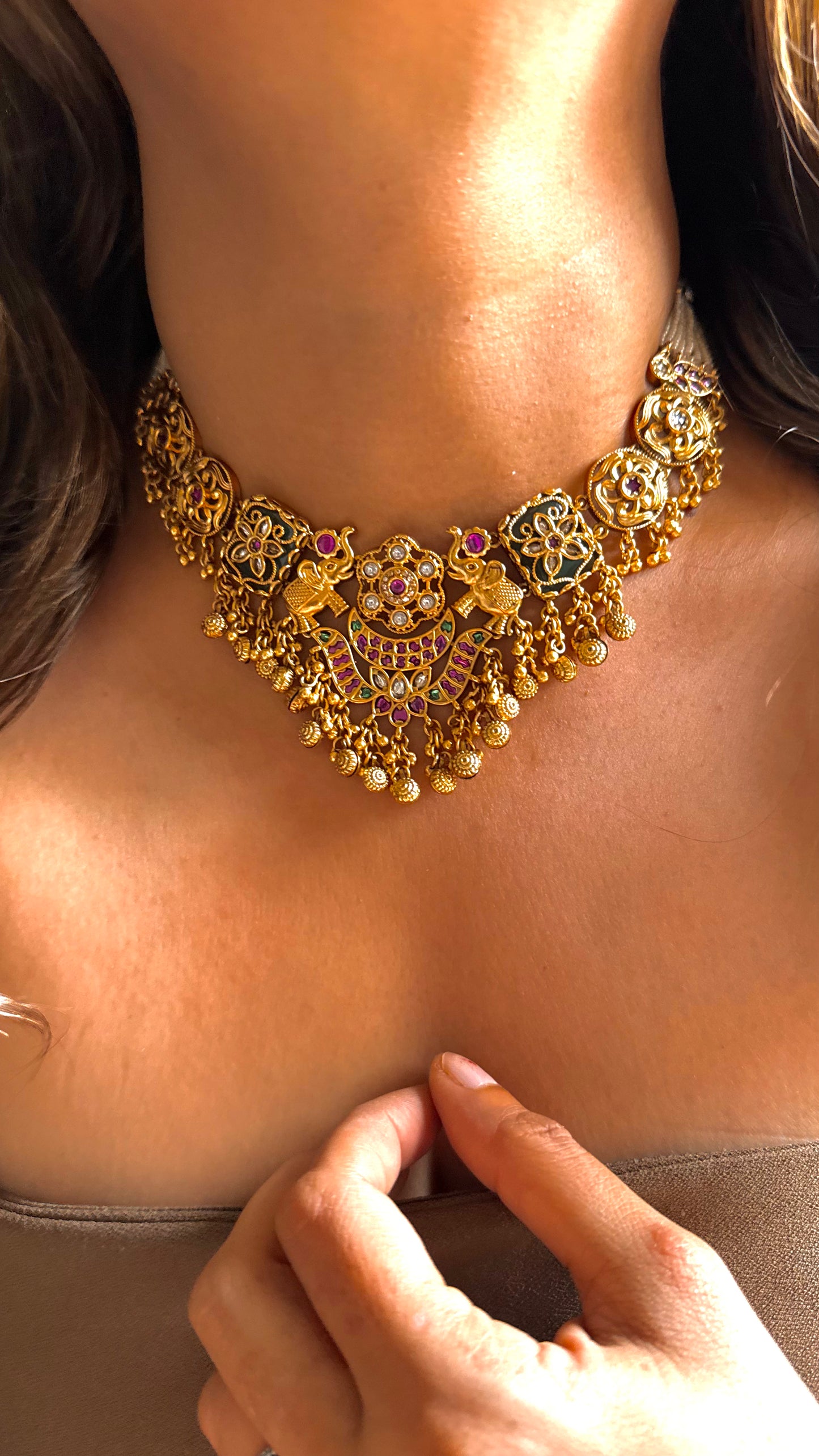 Gajanand Inspired Floral nakshi rajwada necklace set
