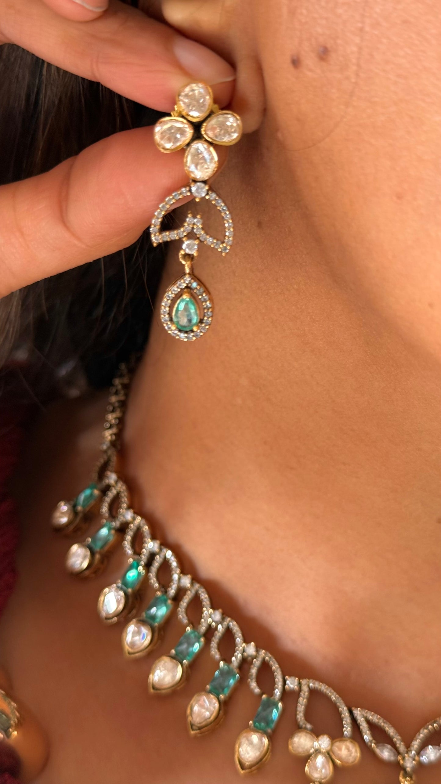 peeli polki mint minimal floral necklace