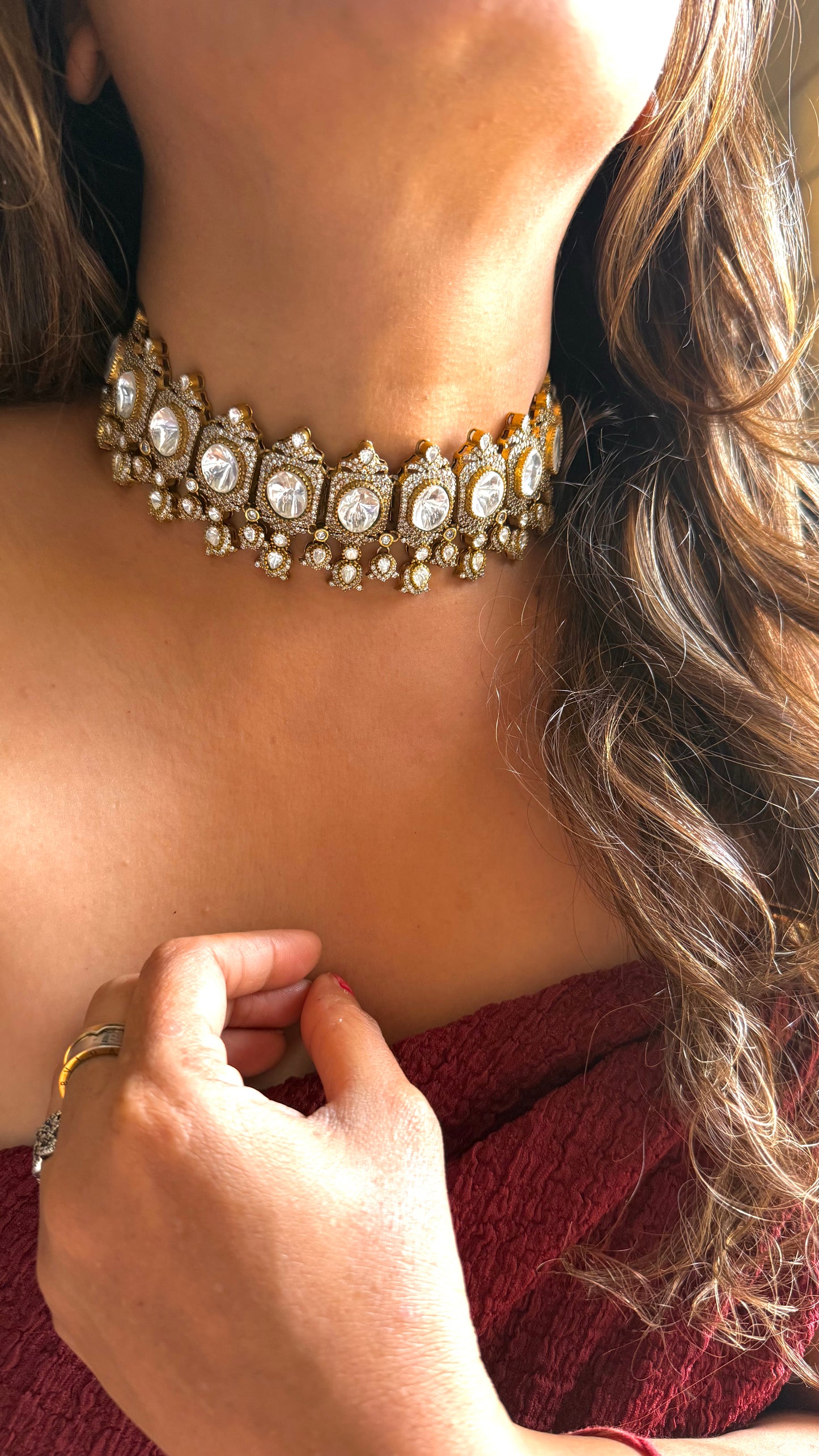 Uncut polki Victorian choker
