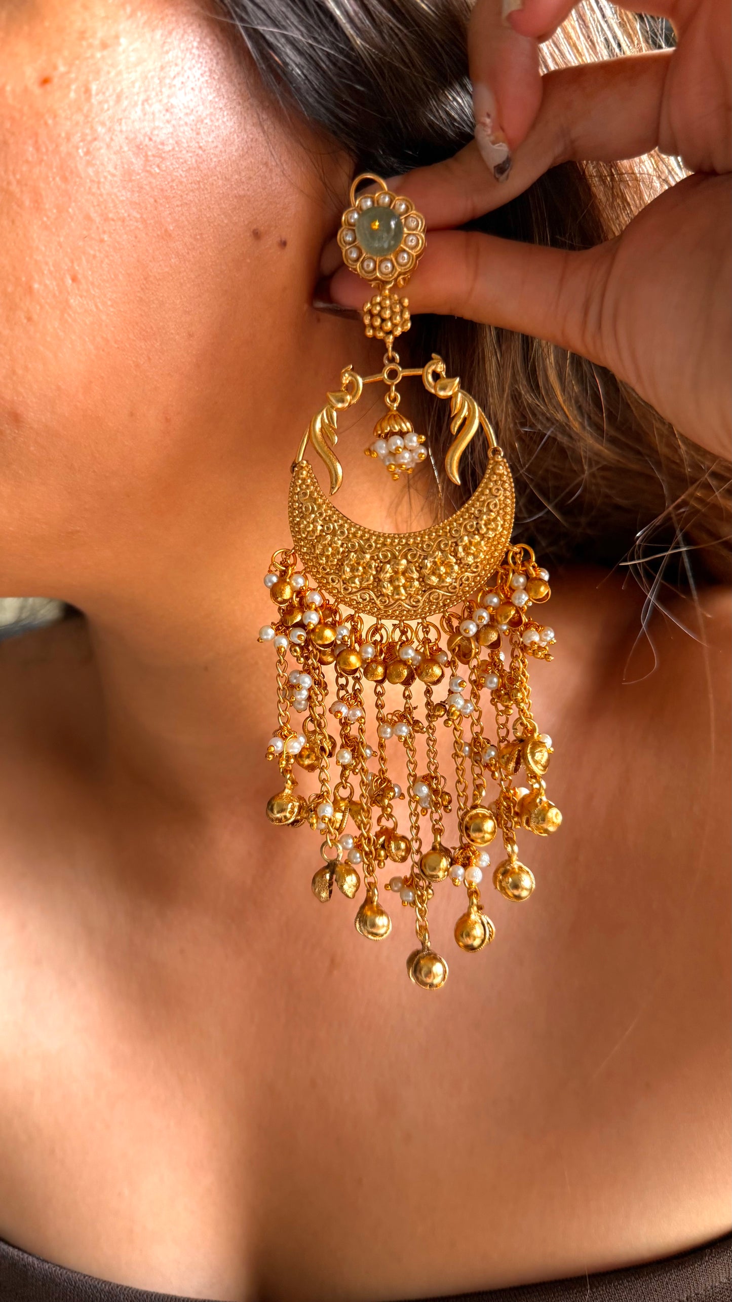 Mint doublet peacock golden jhumka