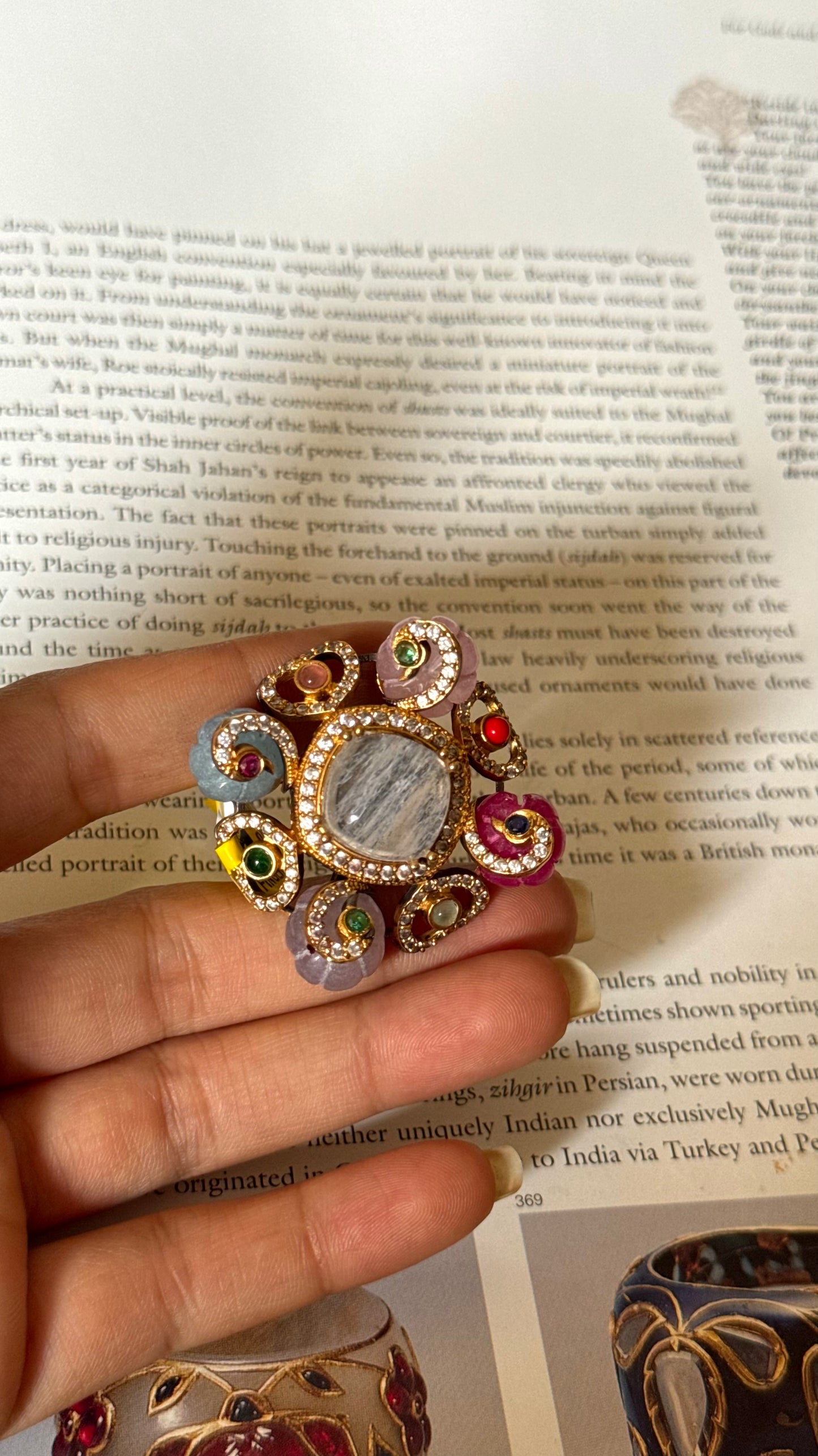 Sabhyasachi inspired designer with natural stone adjustable ring