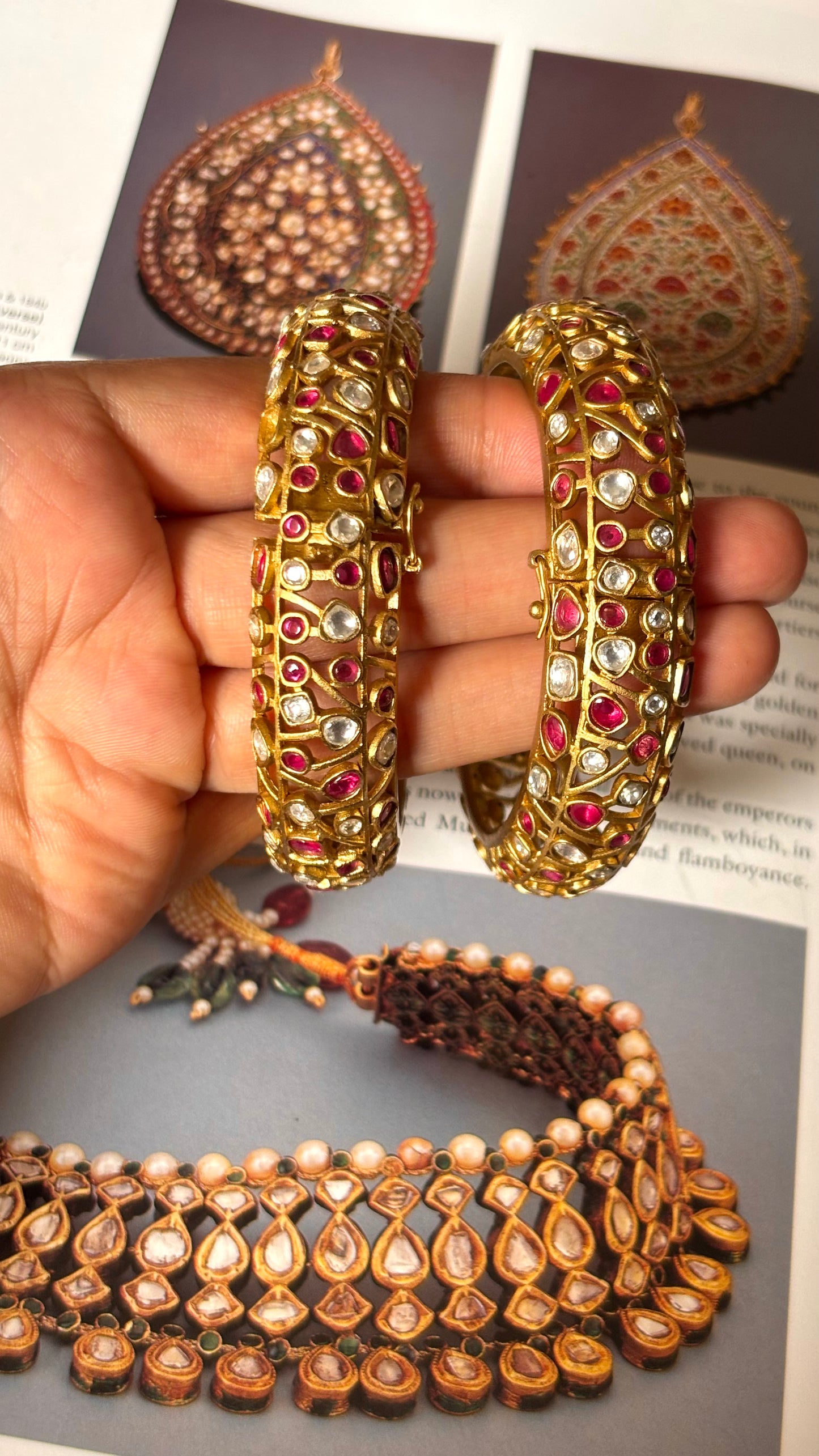 Designer rani pink gold openable bangle