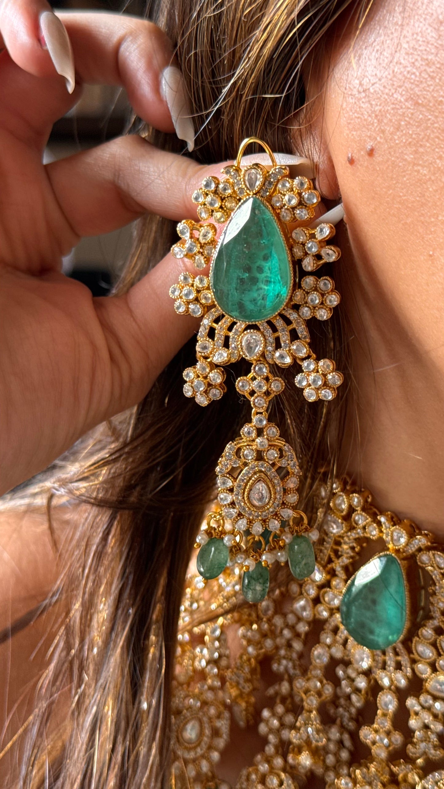 Bridal asia drop shape turquoise rani Necklace