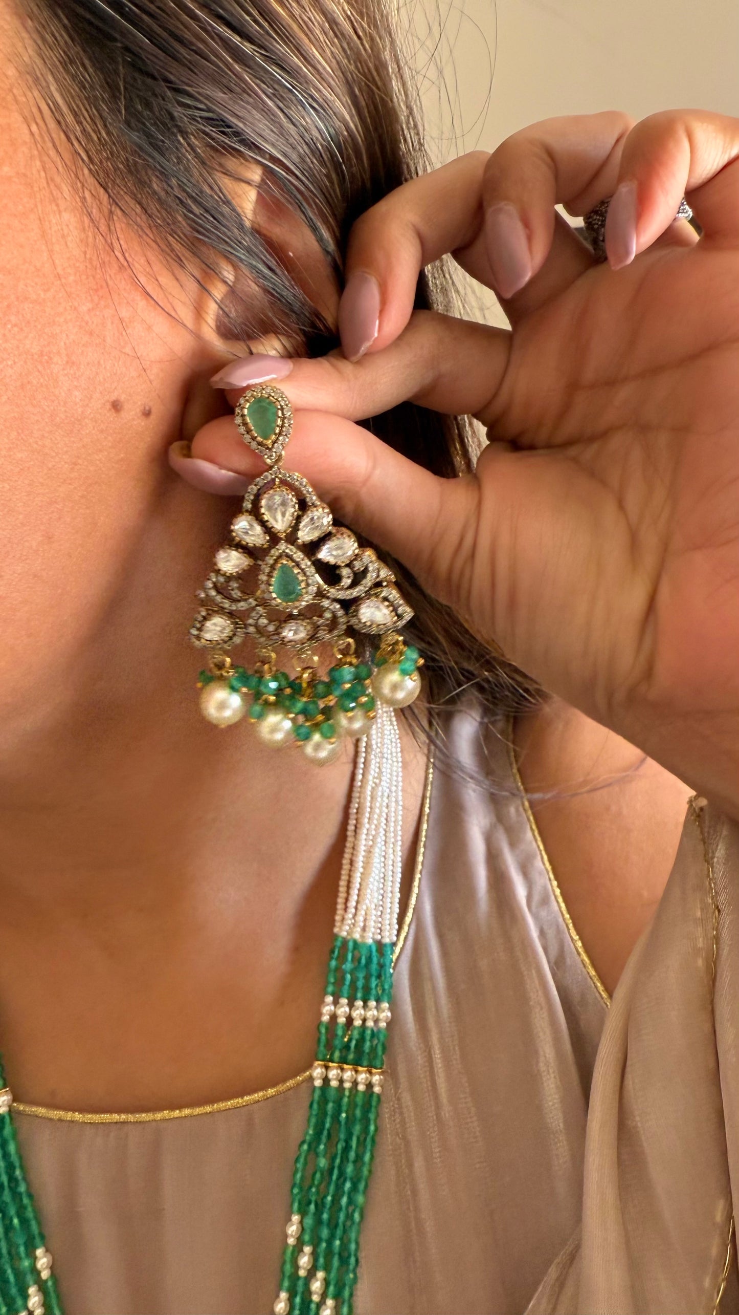 Parvati Mint heritage moissanite rani haar