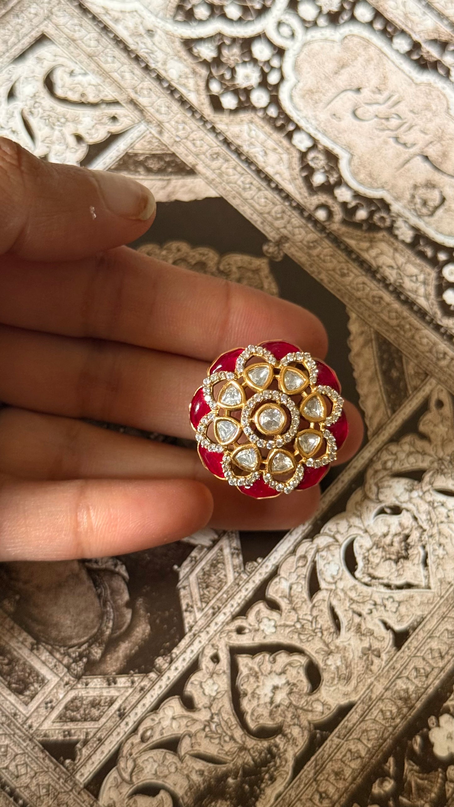 Rani pink katdana moissanite adjustable ring ￼