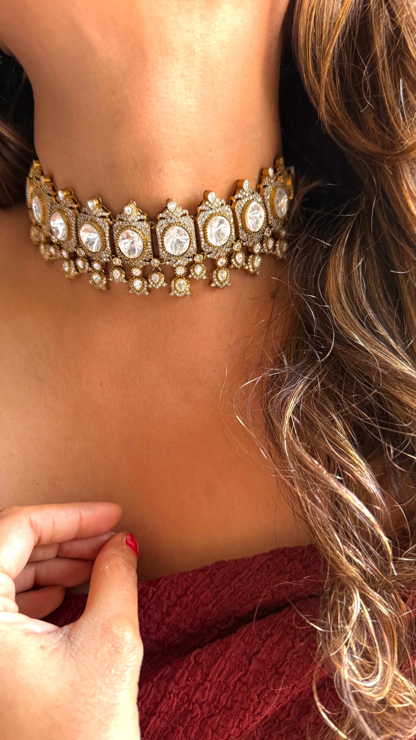 Uncut polki Victorian choker