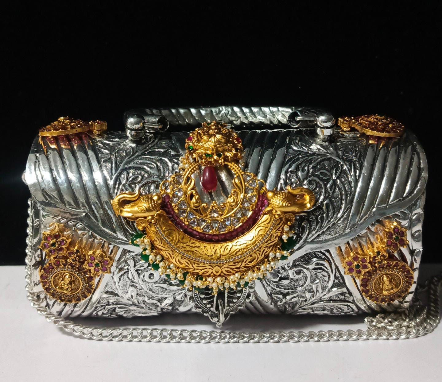 Ruby with gold handmade vintage Purse