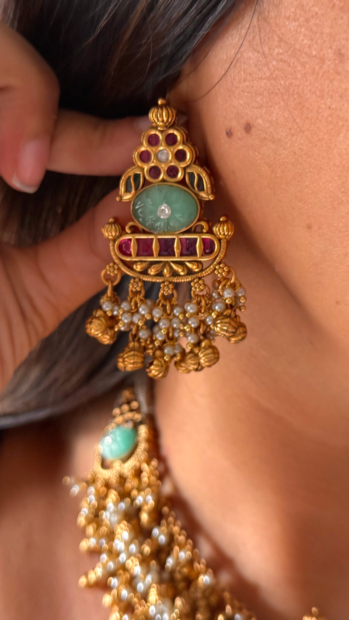 Mint & Rani pink rajwadi collar necklace