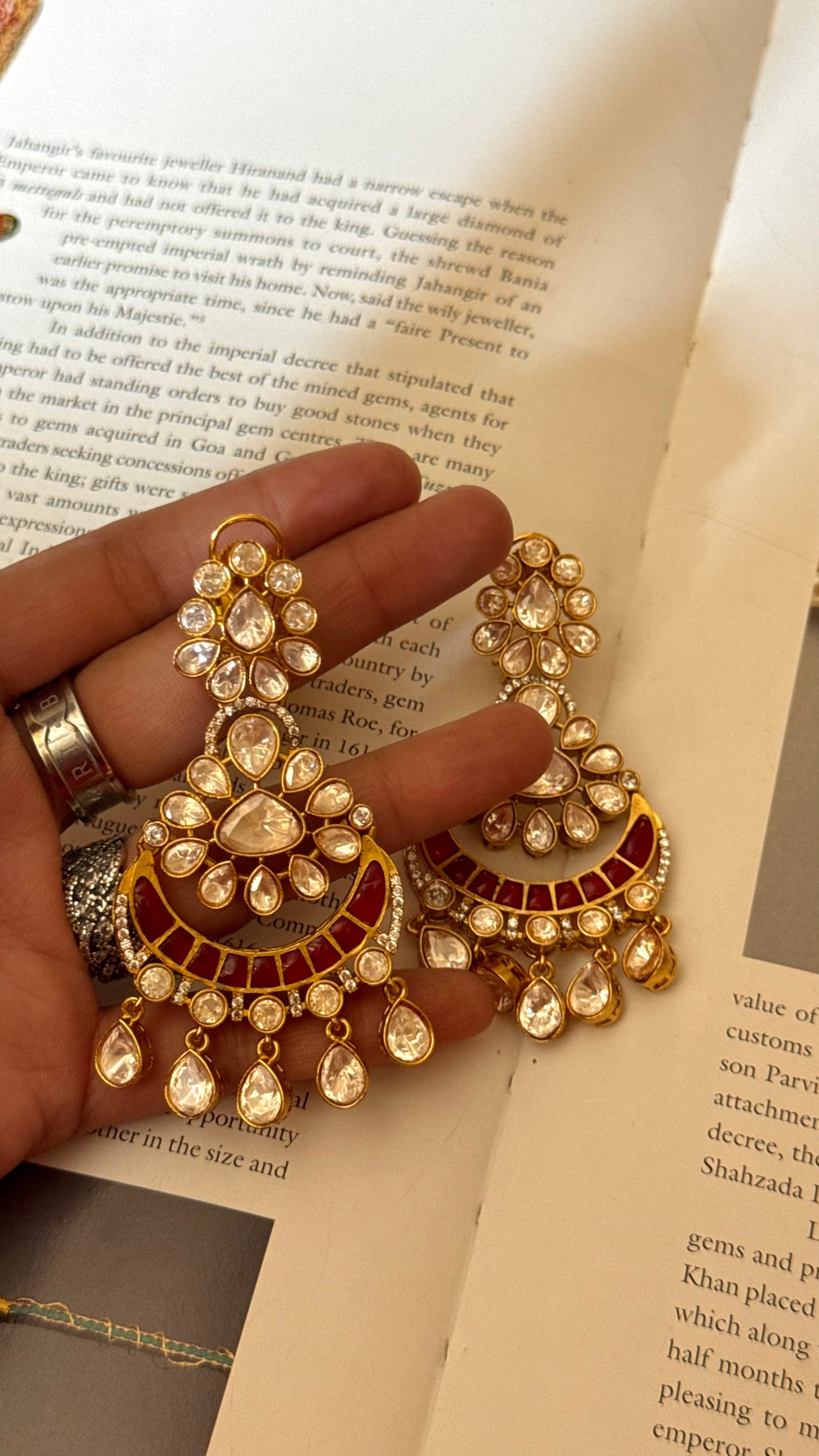 Ruby takkar work moissanite chandbali