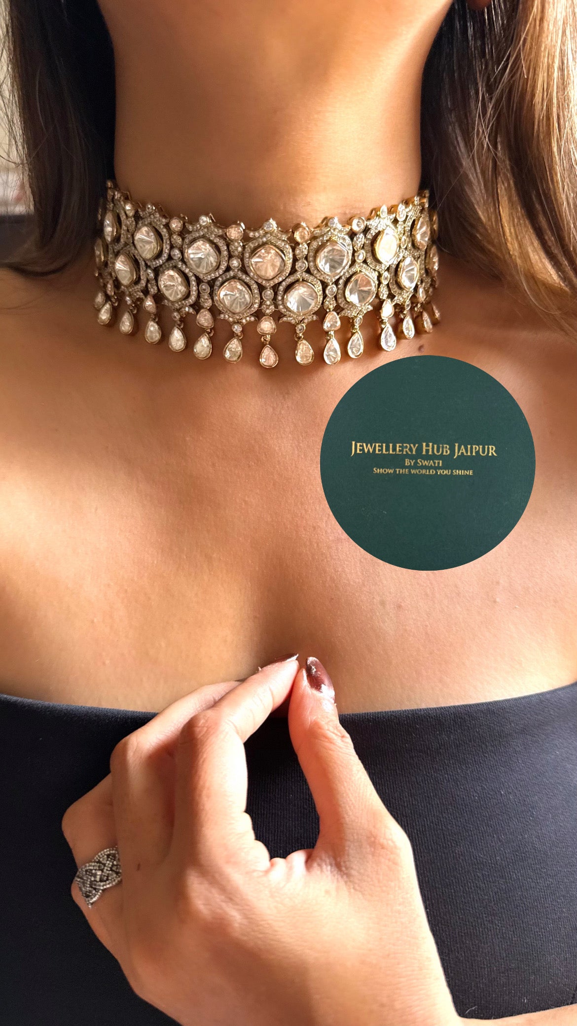 Rakshi Moissanite polki choker set