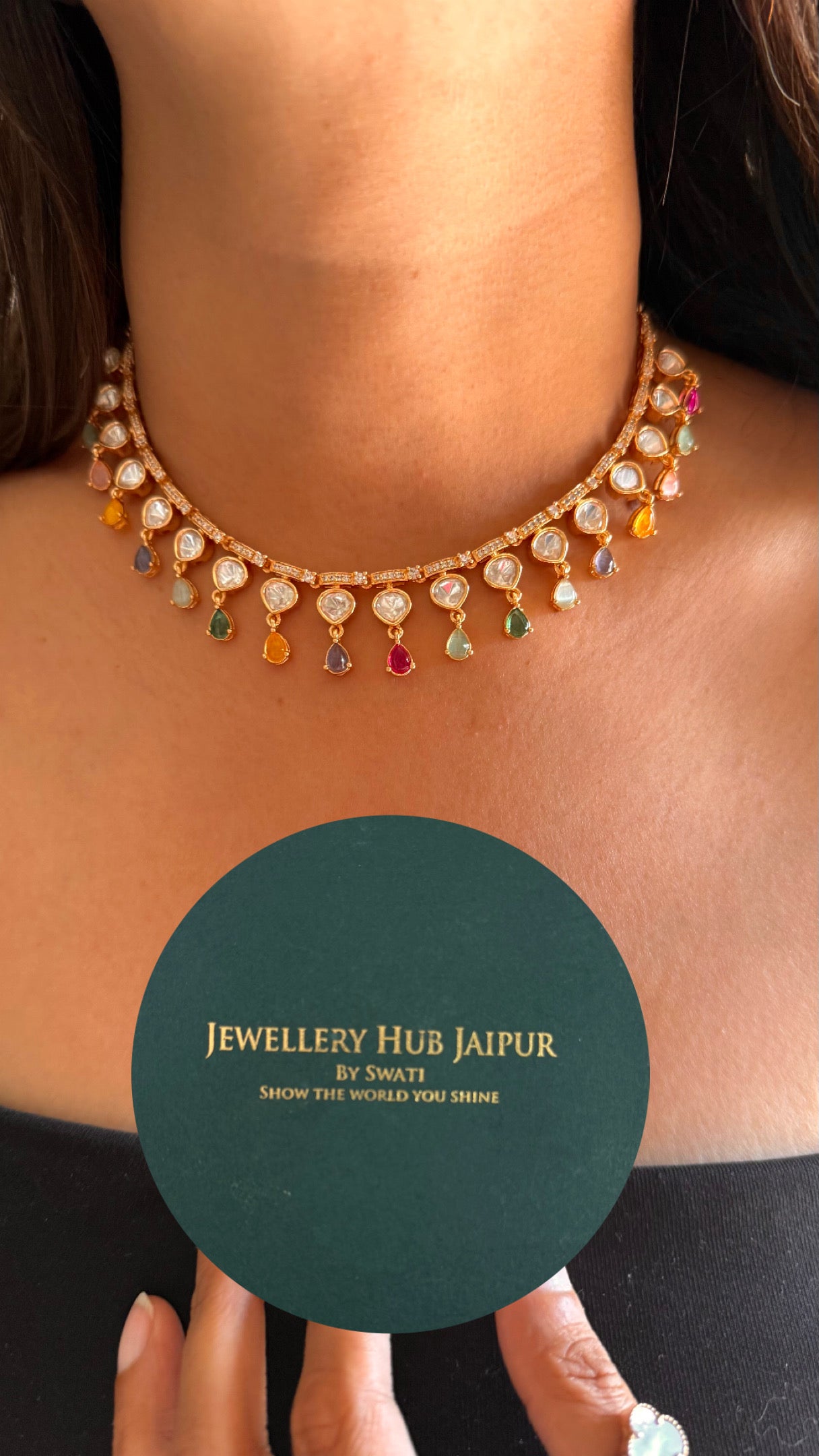 Navratna minimal necklace