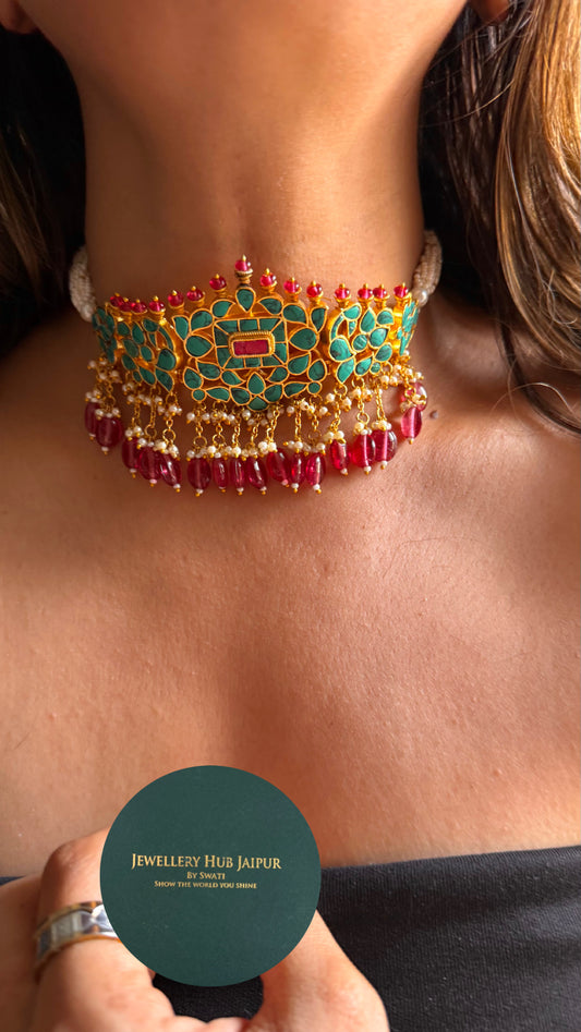 Paachi kundan firoza heritage choker