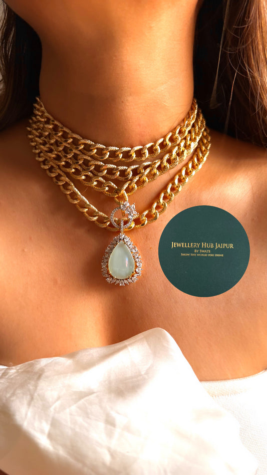 Mother of pearl doublet with chain choker