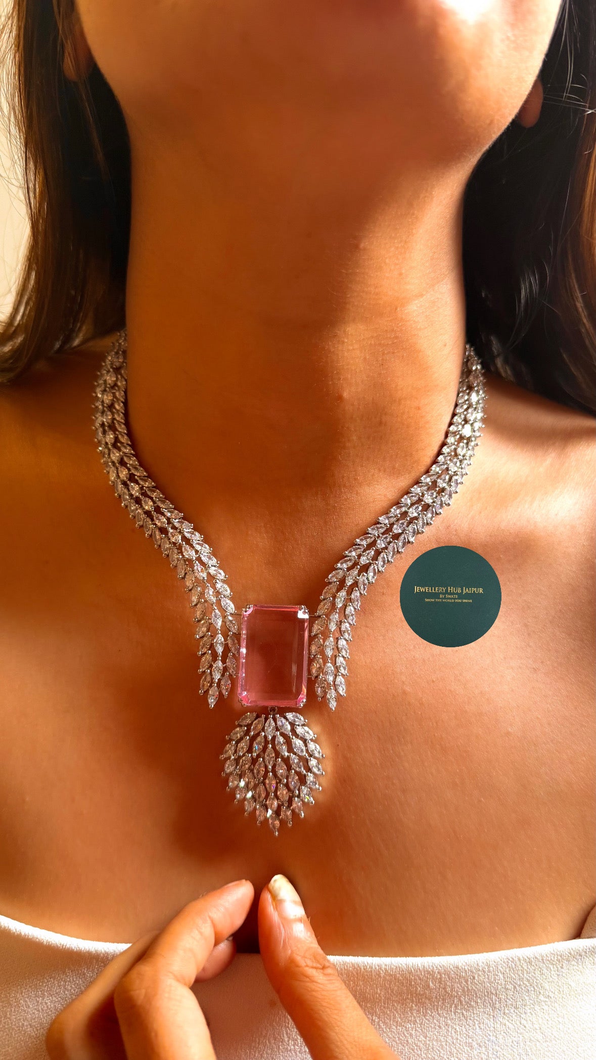 Rosella Rose quartz doublet with cocktail design diamond set