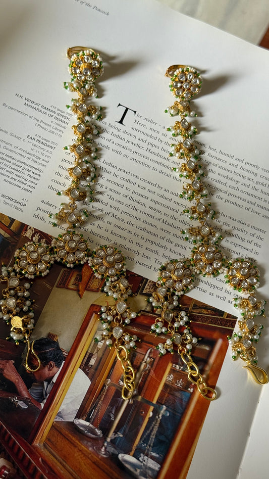 Floral paachi kundan hath phool