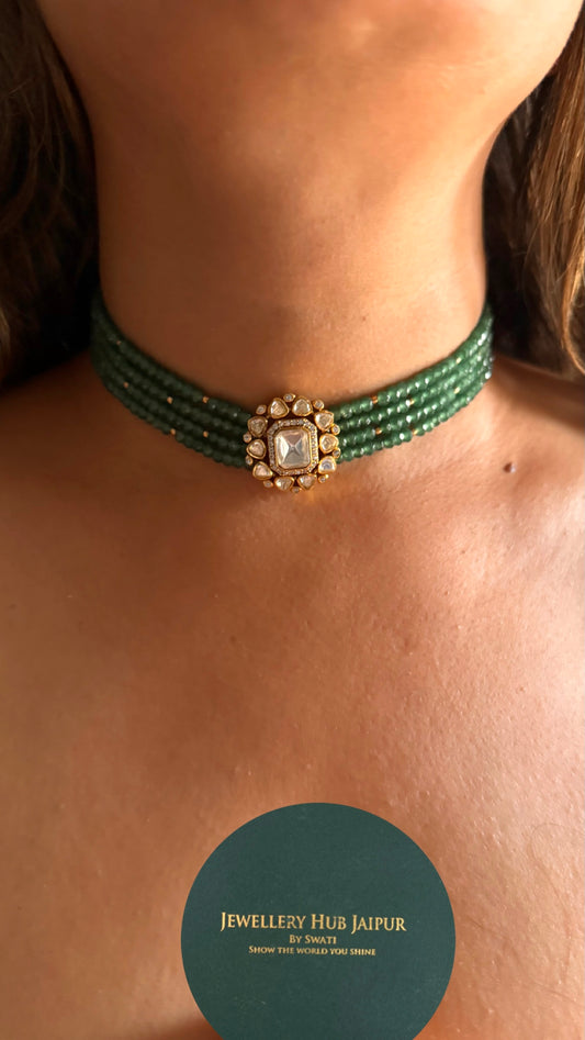 Lv peeli polki mint pearl choker Necklace