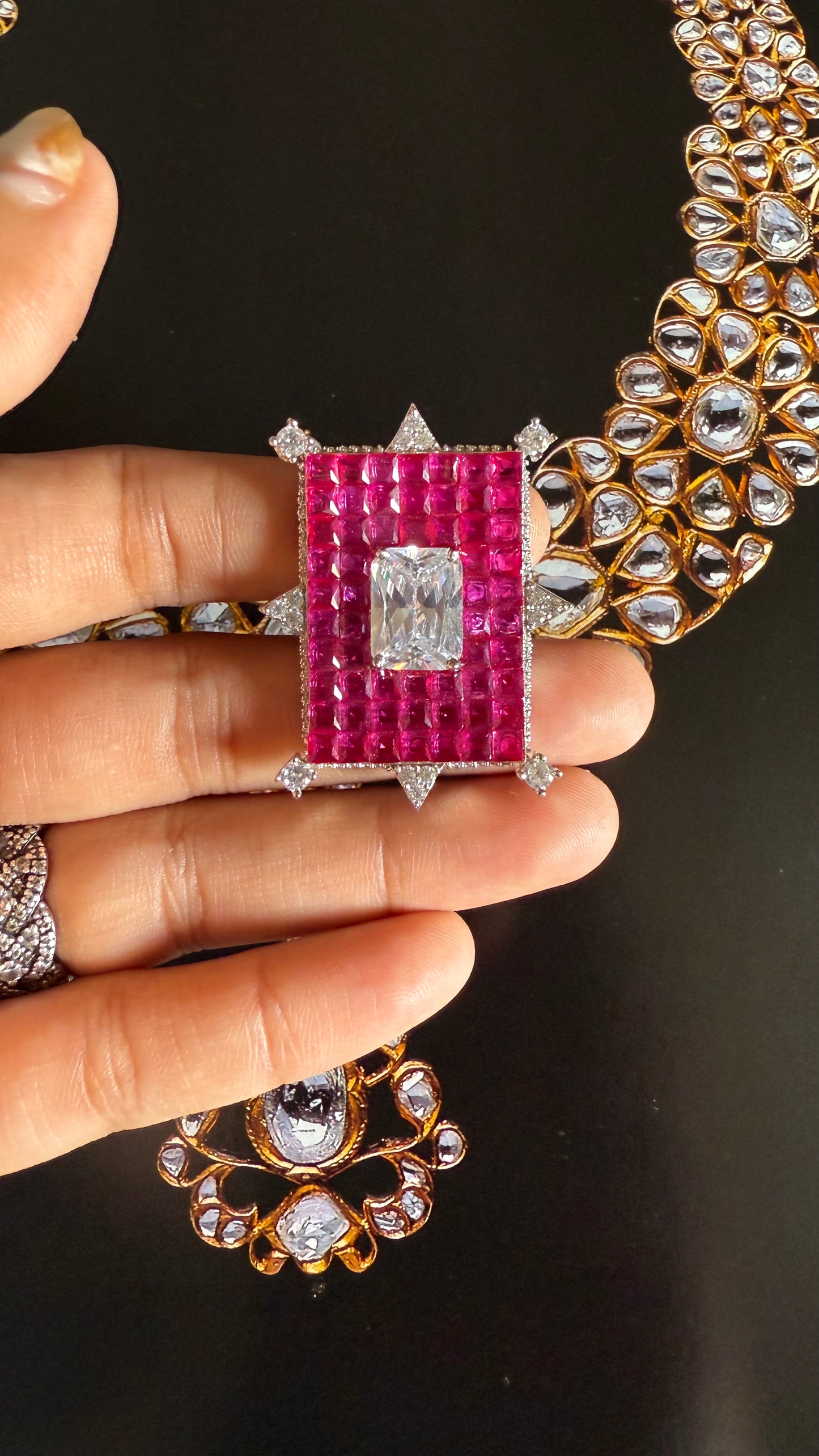 Rani pink silver adjustable ring