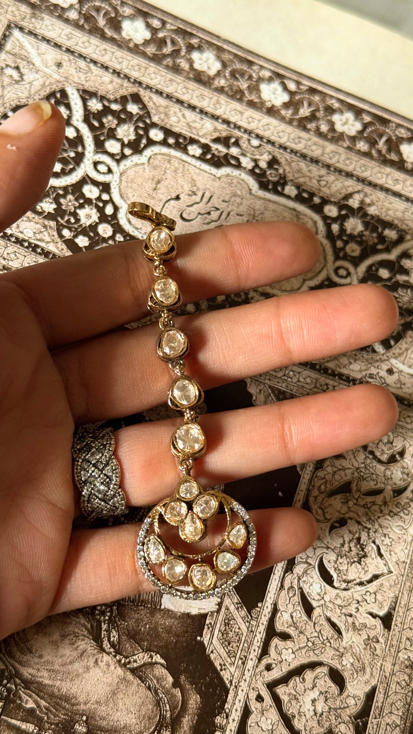 Moissanite polki maangtika