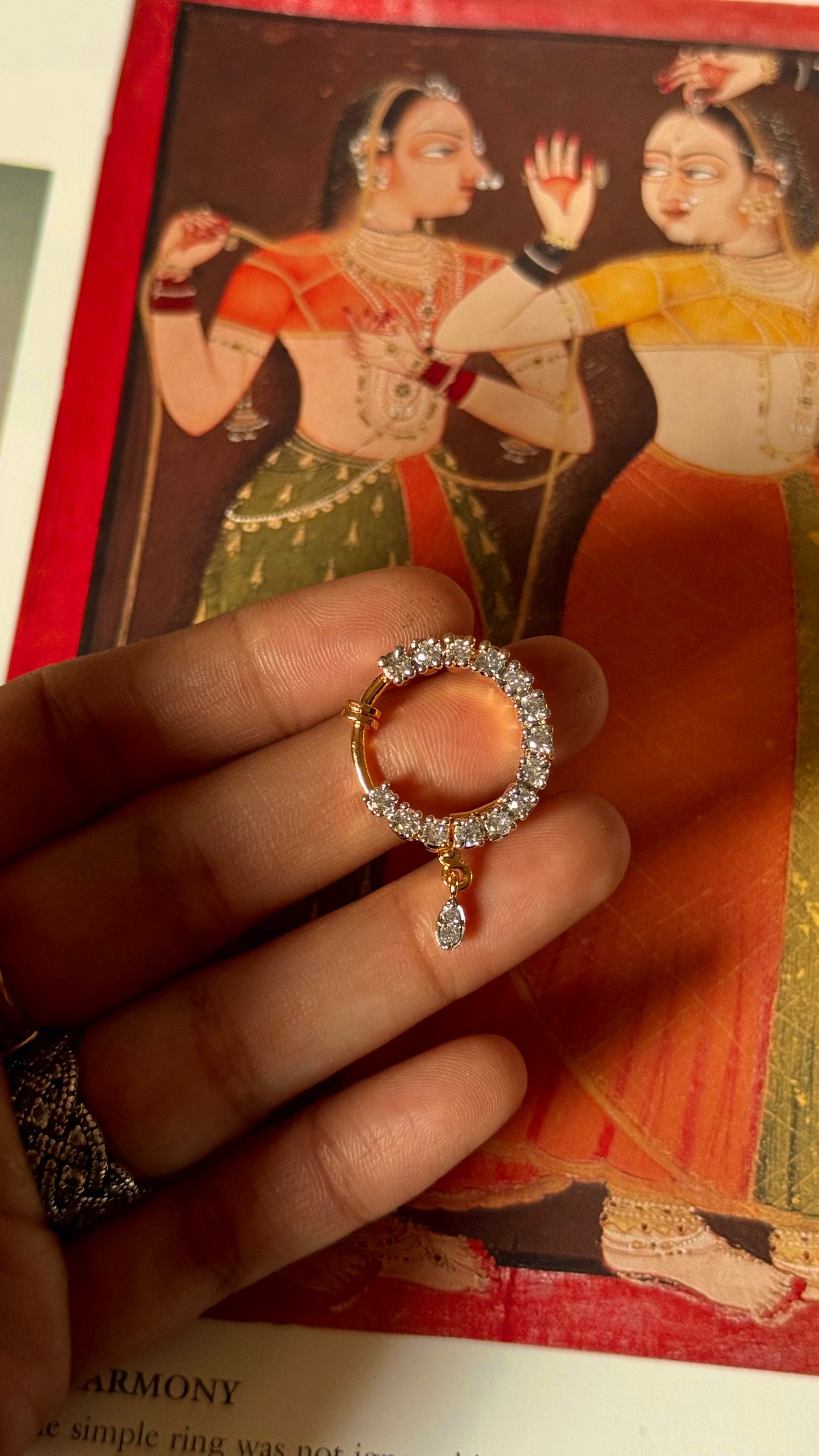 Cz diamond nath with diamond drop