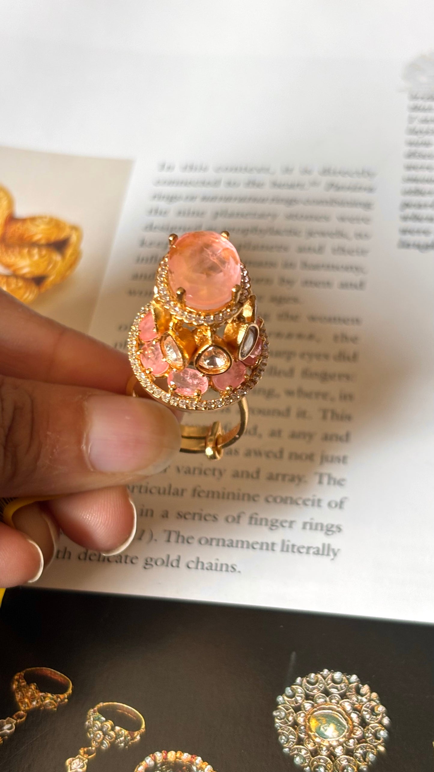 Peach crown moissanite Ring