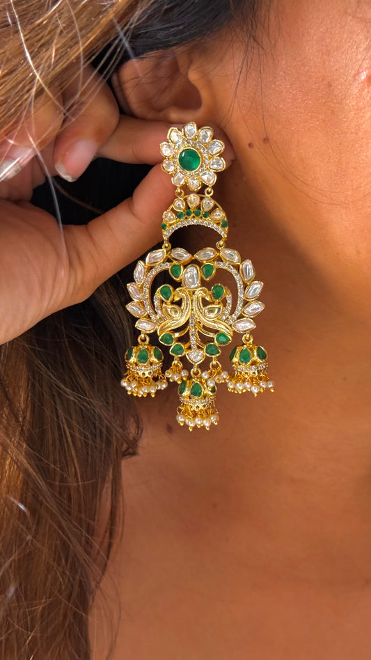 Real moissanite emerald designer danglers