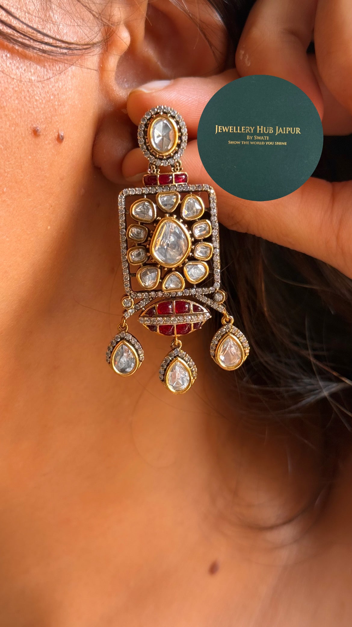 Rani pink katdana moissanite uncut polki Victorian choker set
