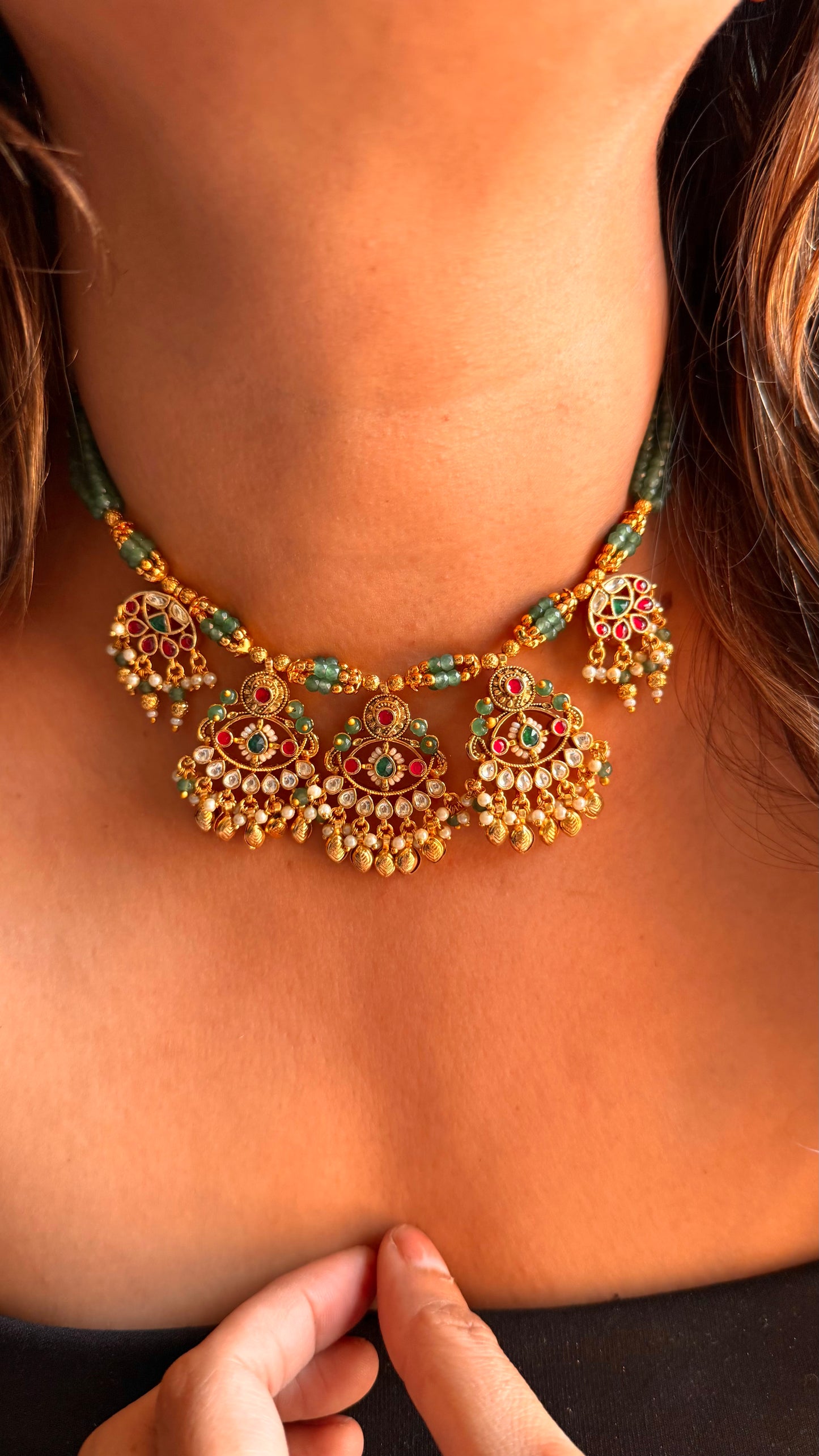 Heritage minimalist Pachi necklace with mint string