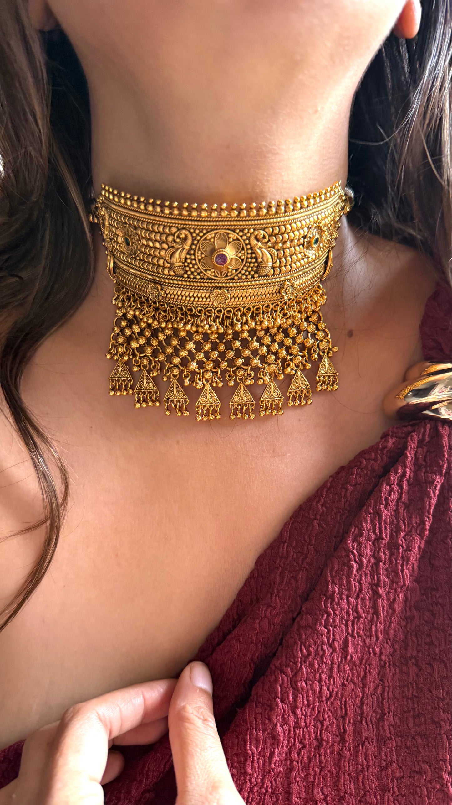 Rajwada peacock nakshi add with jhumki detailing