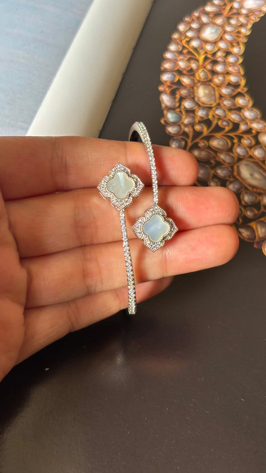 Mother-of-Pearl Open Vancleef silver Bracelet