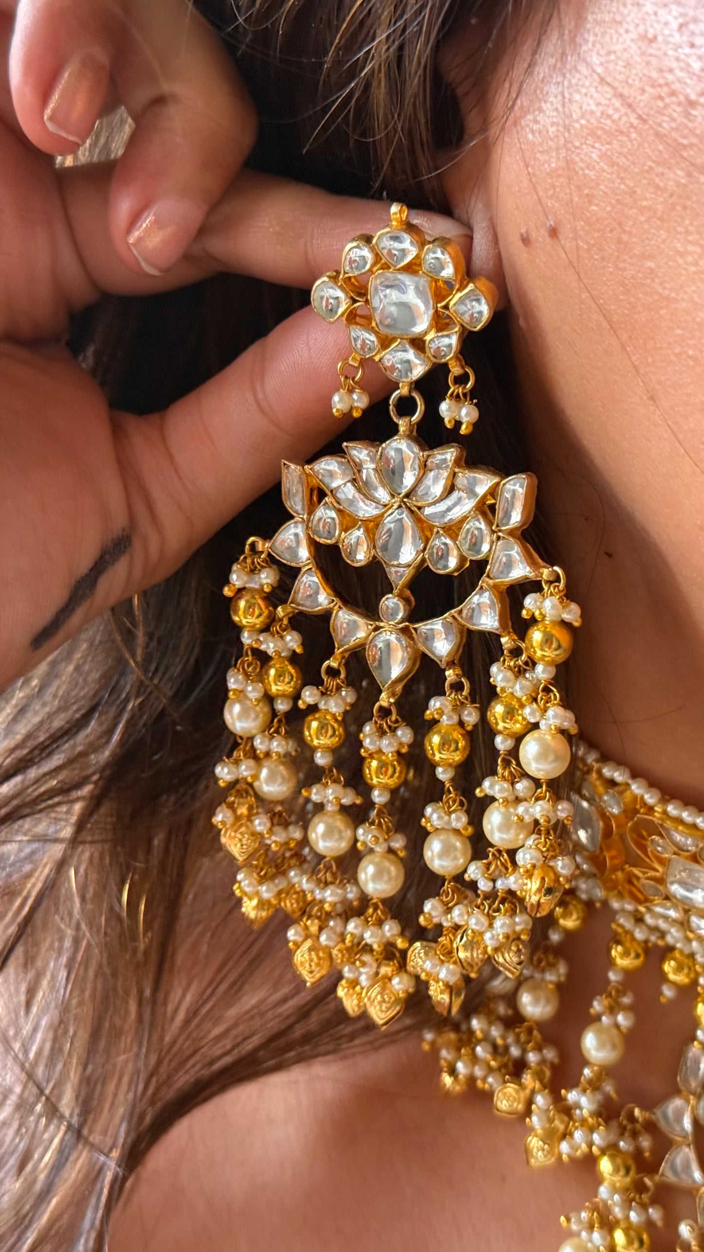 Lotus inspired handmade Paachi kundan choker necklace