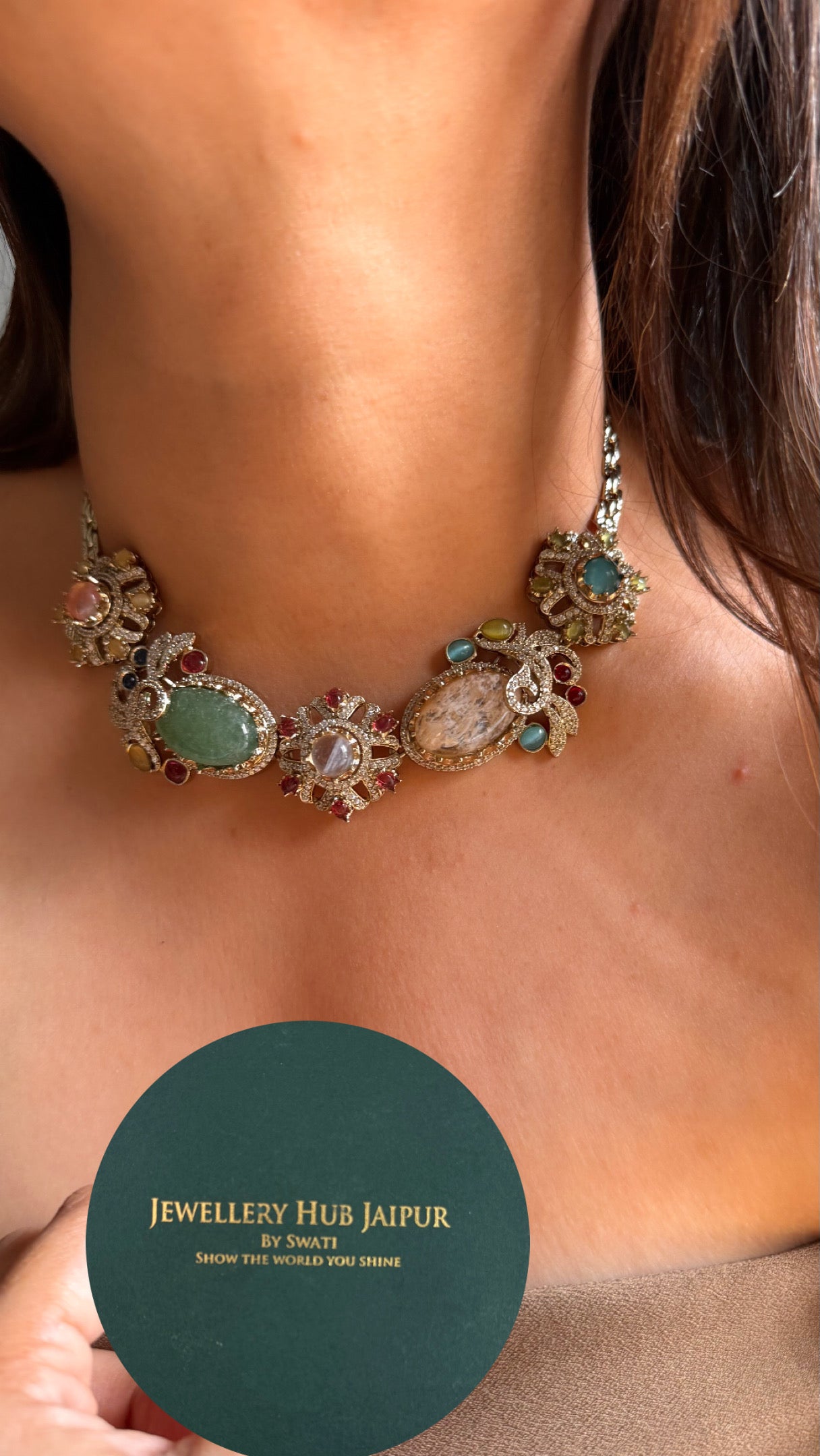 Vintage sabyasachi inspired navratna collar Necklace