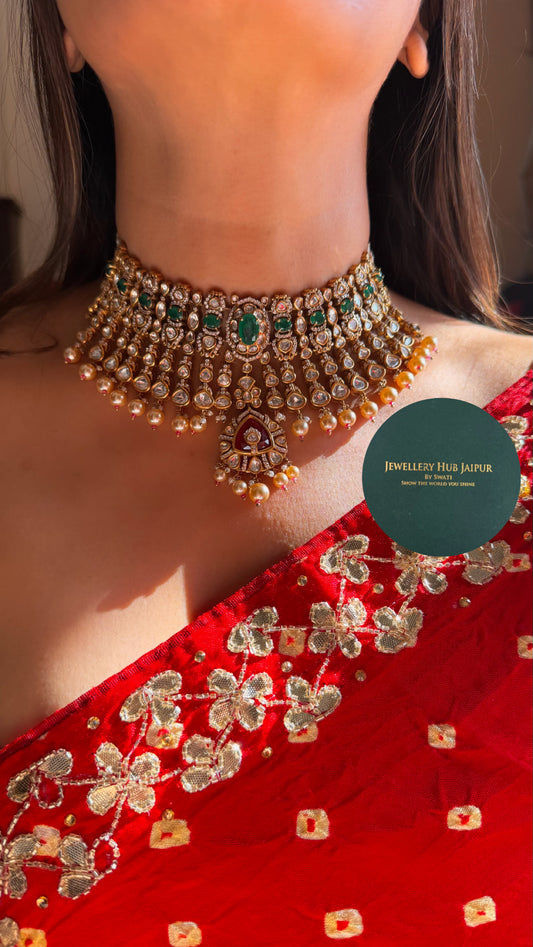 Ruby emerald heritage bridal choker