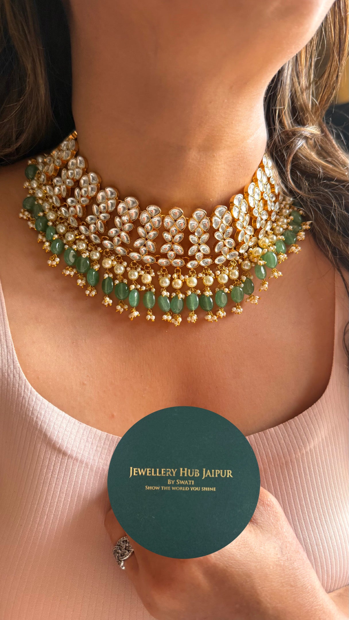Paachi Kundan with strawberry drops bridal choker necklace
