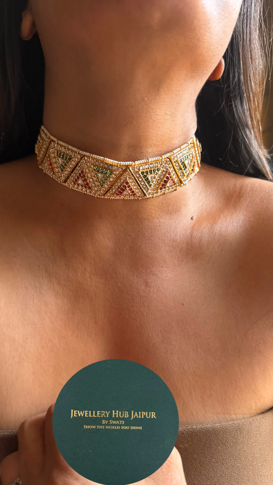 Paachi kundan ruby & emerald chikpatti