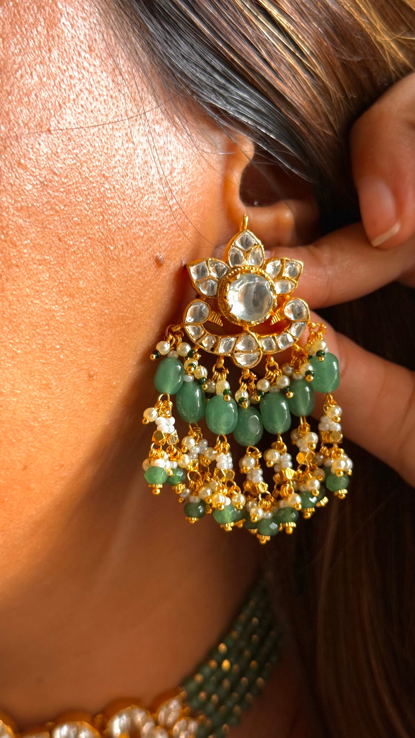 Mint floral Rajwada heritage Combo necklace
