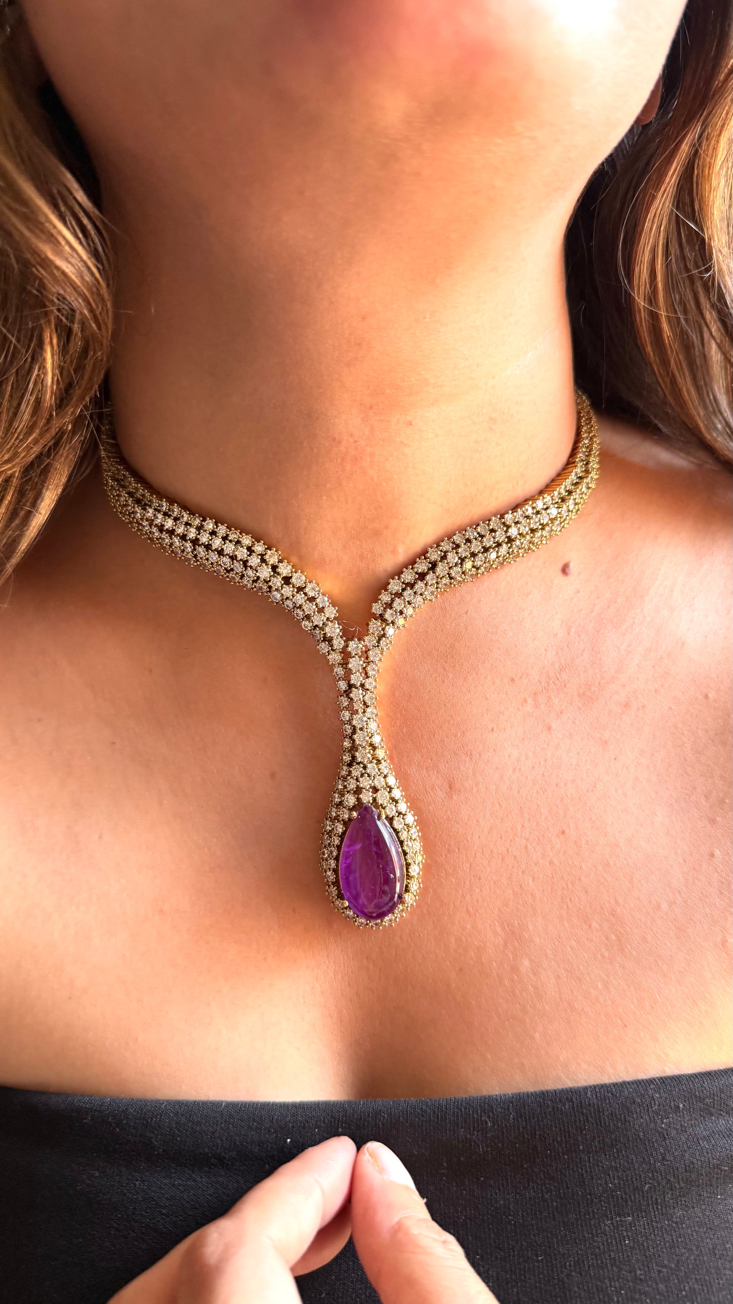 Tanzanite Victorian diamond necklace