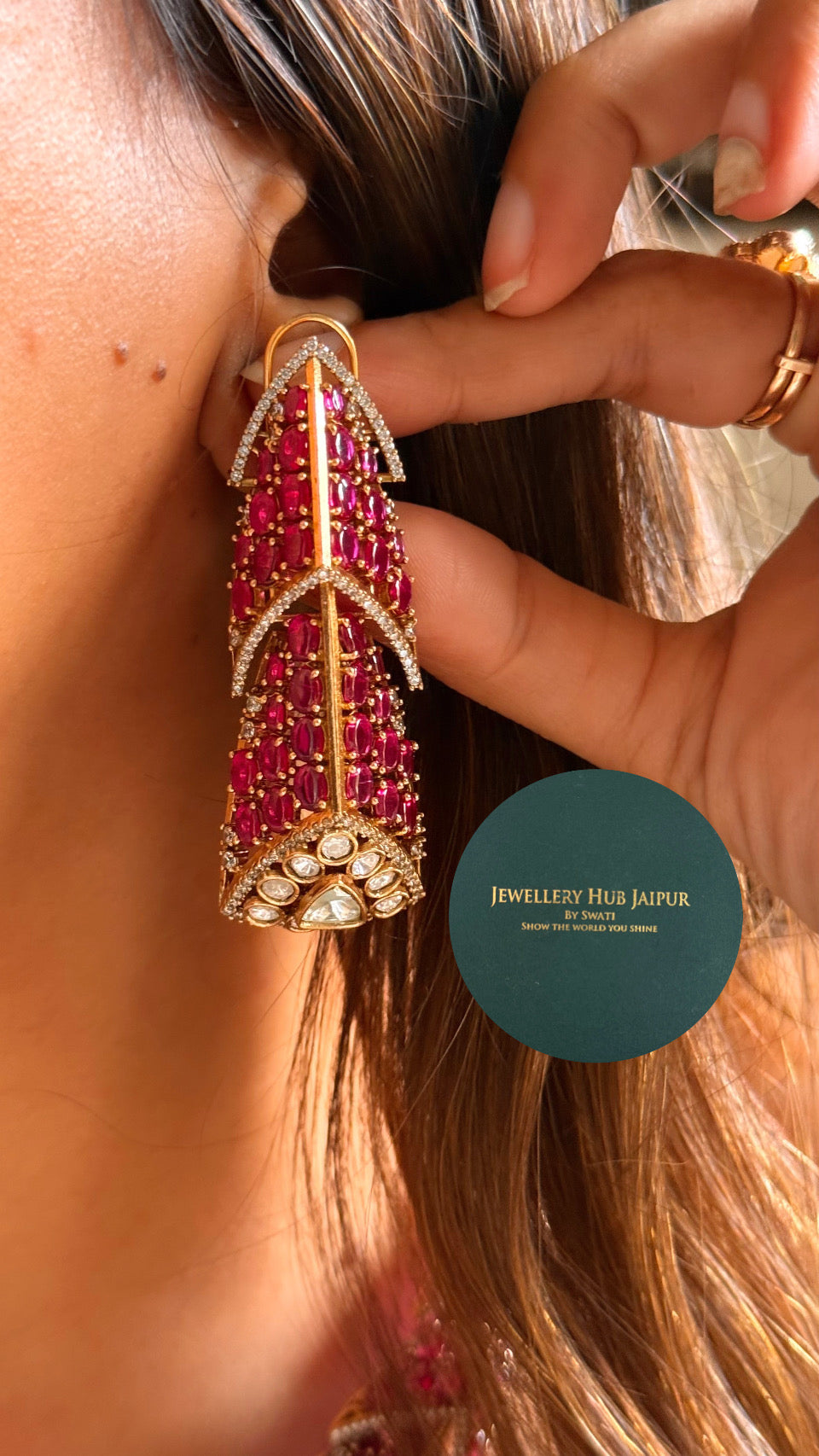 Designer ruby & moissanite hasli