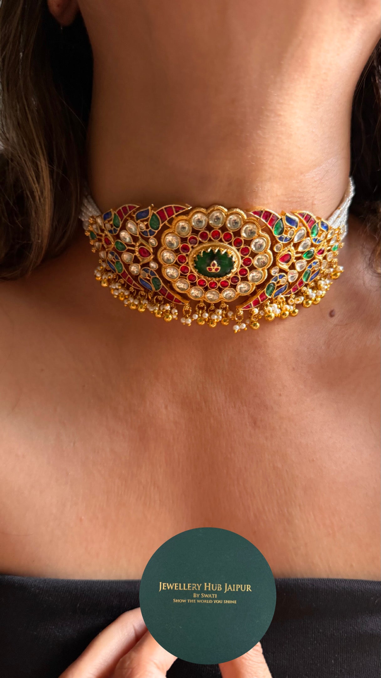 Handmade jadau pachi Kundan statement choker